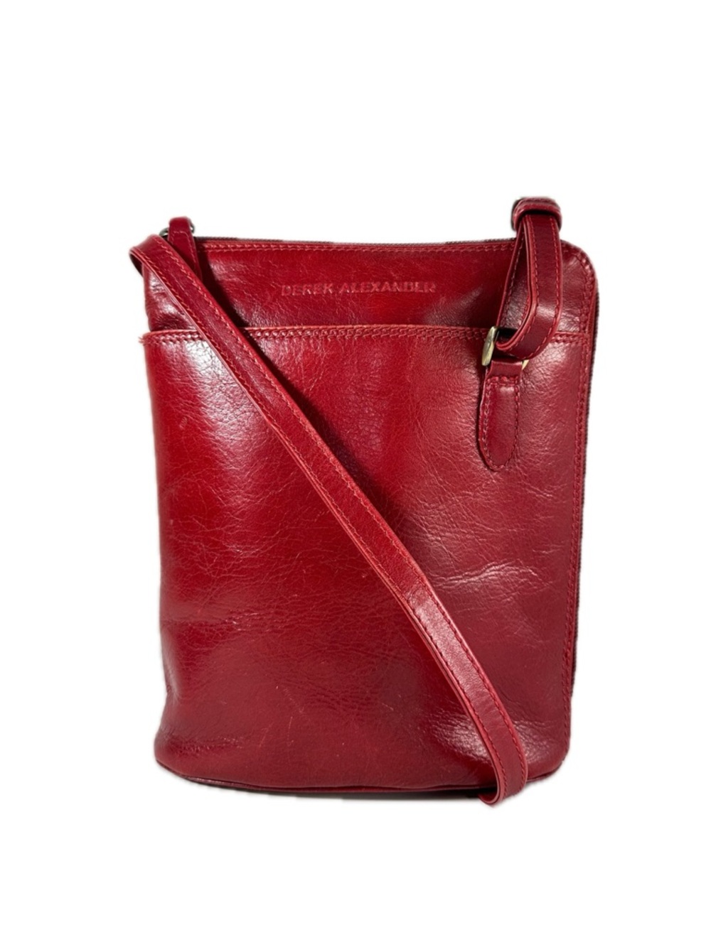Derek Alexander Small Organizer Bristol North South Red Leather Crossbody Bag